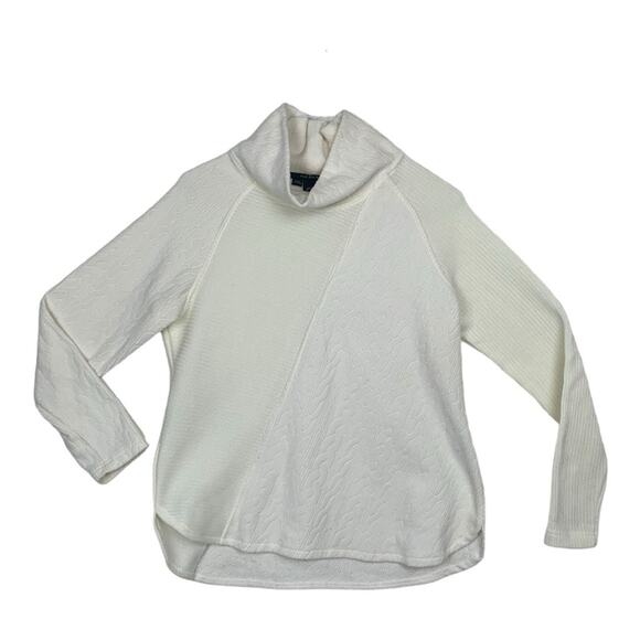 wooly bully women's large white cowl neck pullover sweater corded - Picture 2 of 12